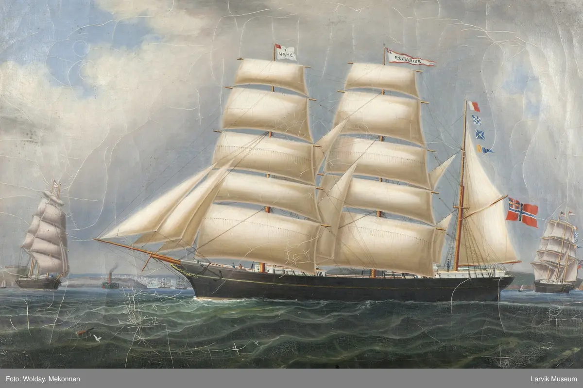 Bark Excelsior av Larvik utenfor havnebyen Queenstown (nå Cobh) i Irland