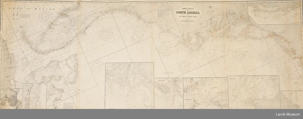 Østkysten av Nord Amerika fra New York til Florida stredet
East Coast of North America from New York to Florida Straight.
24 grader 10' N - 43 grader N
20 grader 40' N- 40 grader 15' n
67 grader W - 75 grader 40'W
76 grader 40'W - 85 grader 20' W
Folio område 120
Folio underområde 1120
