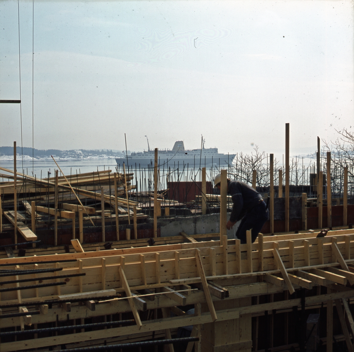 Byggeplassen mot sjøen. - Norsk Sjøfartsmuseum byggetrinn 3.