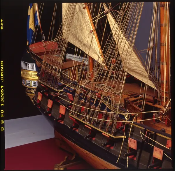 Detalj av modell av 70-kanoners linjeskeppet ENIGHETEN (1732