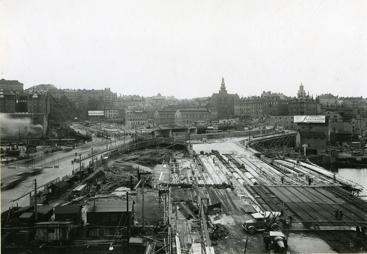 Slussen under ombyggnaden.