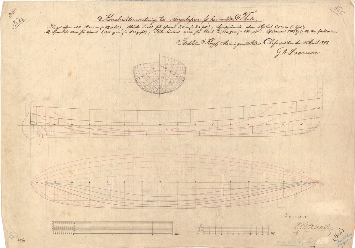 Ångslup till pansarbåten Thule
Konstruktionsritning