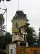 Strömsborg. Rivningen av huset och lyftet av tornet för flytt.