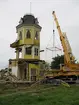 Strömsborg. Rivningen av huset och lyftet av tornet för flytt.