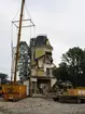 Strömsborg. Rivningen av huset och lyftet av tornet för flytt.