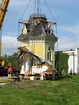 Strömsborg. Rivningen av huset och lyftet av tornet för flytt.