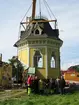 Strömsborg. Rivningen av huset och lyftet av tornet för flytt.