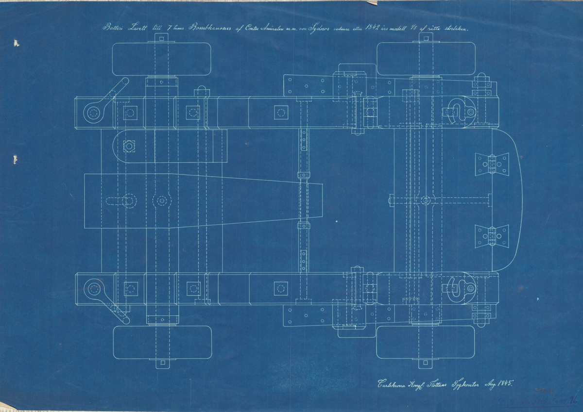 5 st ritningar till skeppet Stockholms bestyckning
