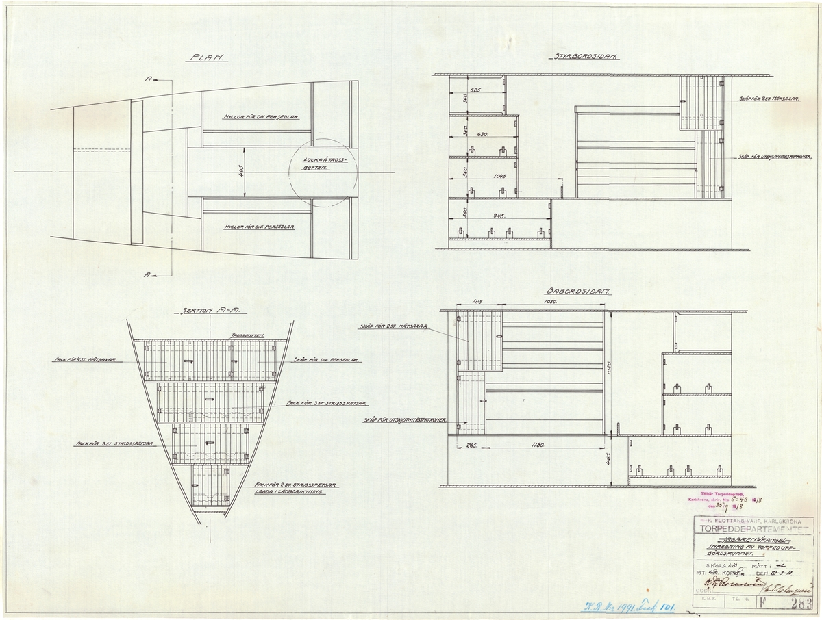 Inredning av torpeduppbördsrummet