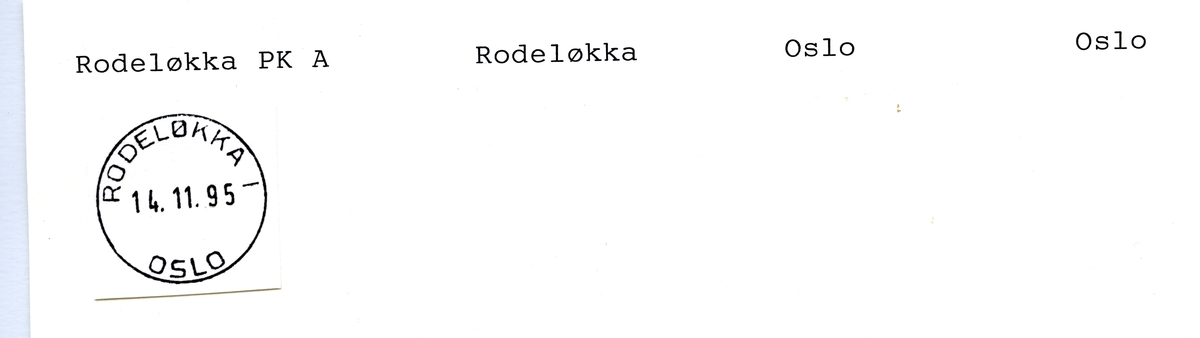 Stempelkatalog Rodeløkka, Oslo