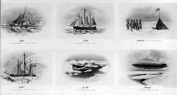 Fotomontasje, Roald Amundsen, polarfartøy, Maud, Gjøa, Fram 