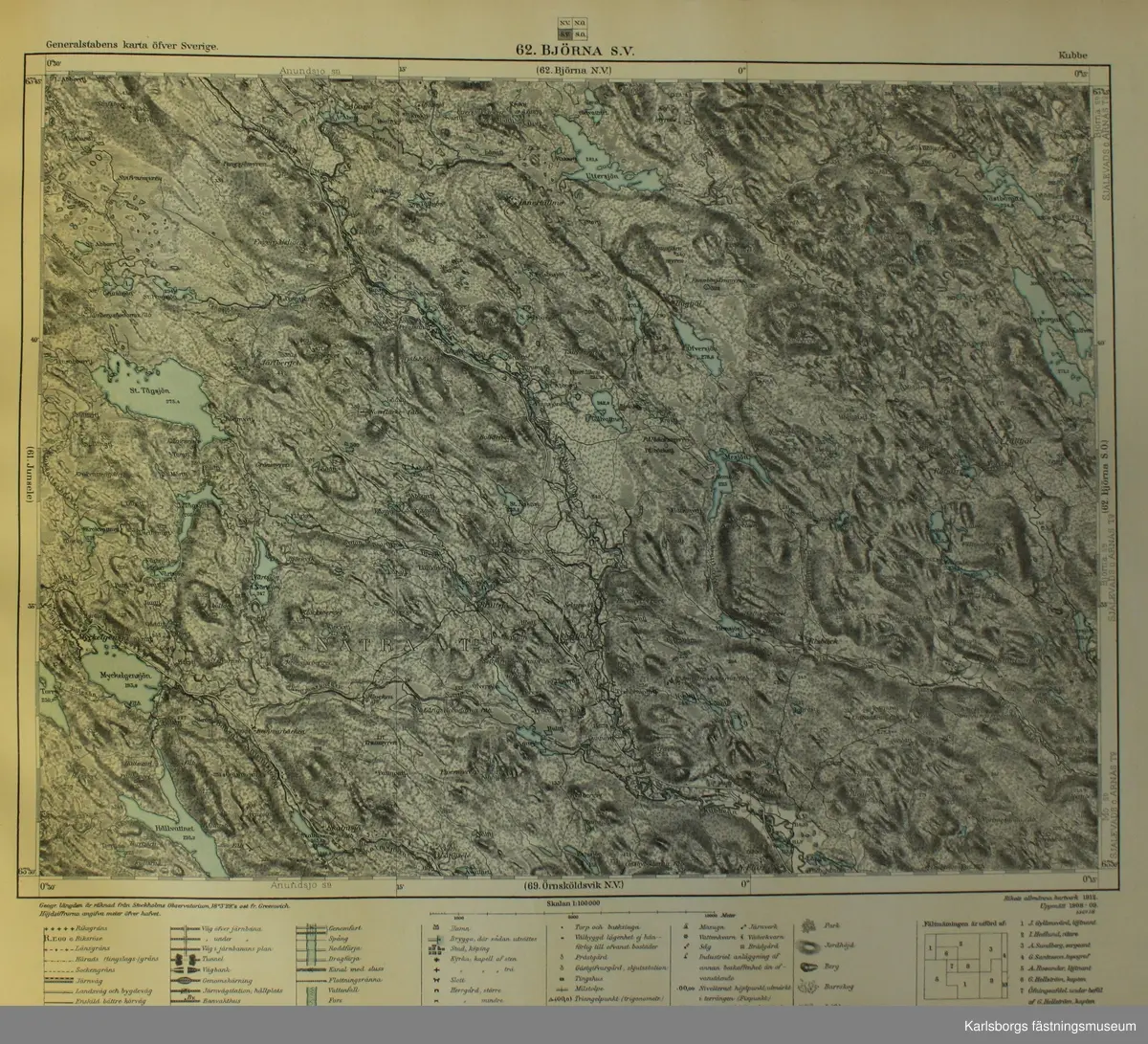Generalstabens karta över Sverige (pärm) Norra delen. 

Skala 1: 100 000