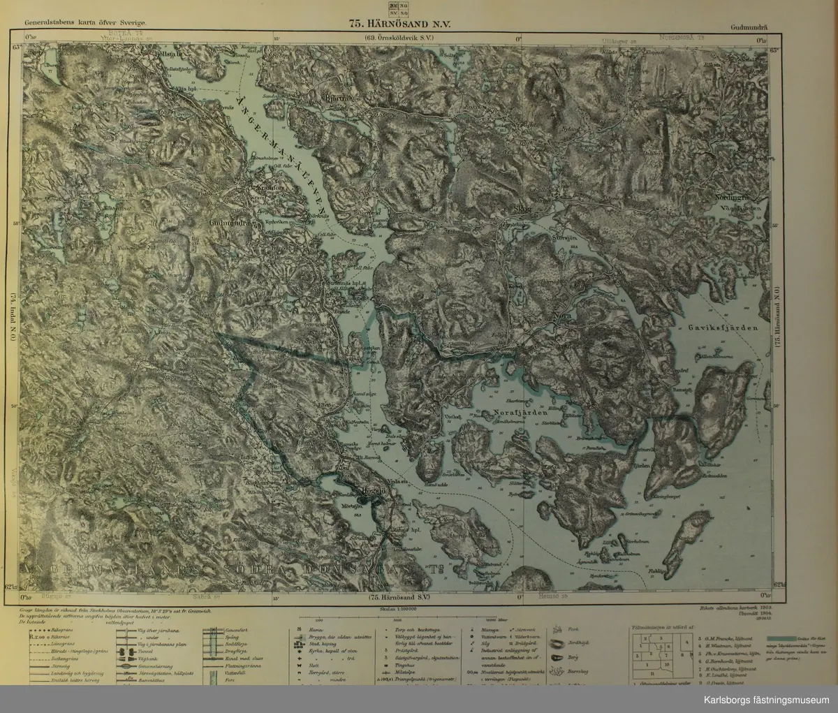 Generalstabens karta över Sverige (pärm) Norra delen. 

Skala 1: 100 000