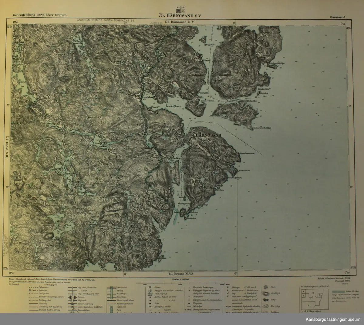 Generalstabens karta över Sverige (pärm) Norra delen. 

Skala 1: 100 000