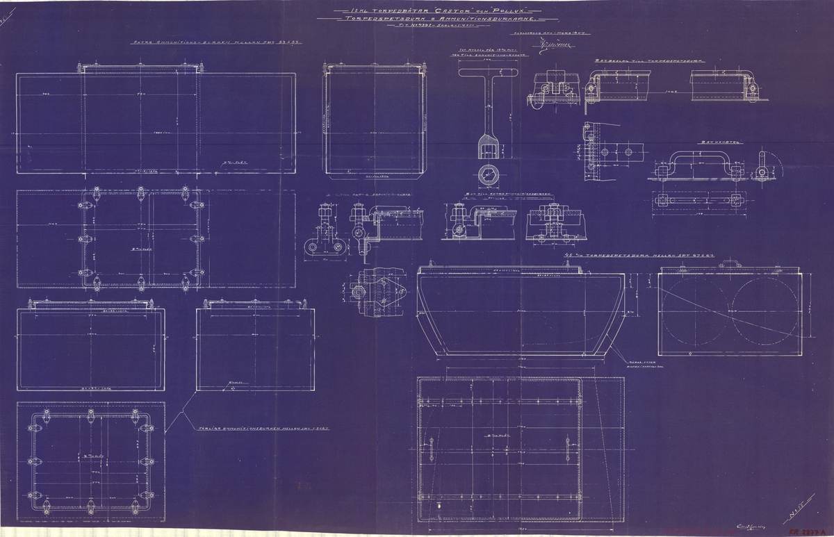 Ritning över torpedspetsdurk- och ammunitionsdurk