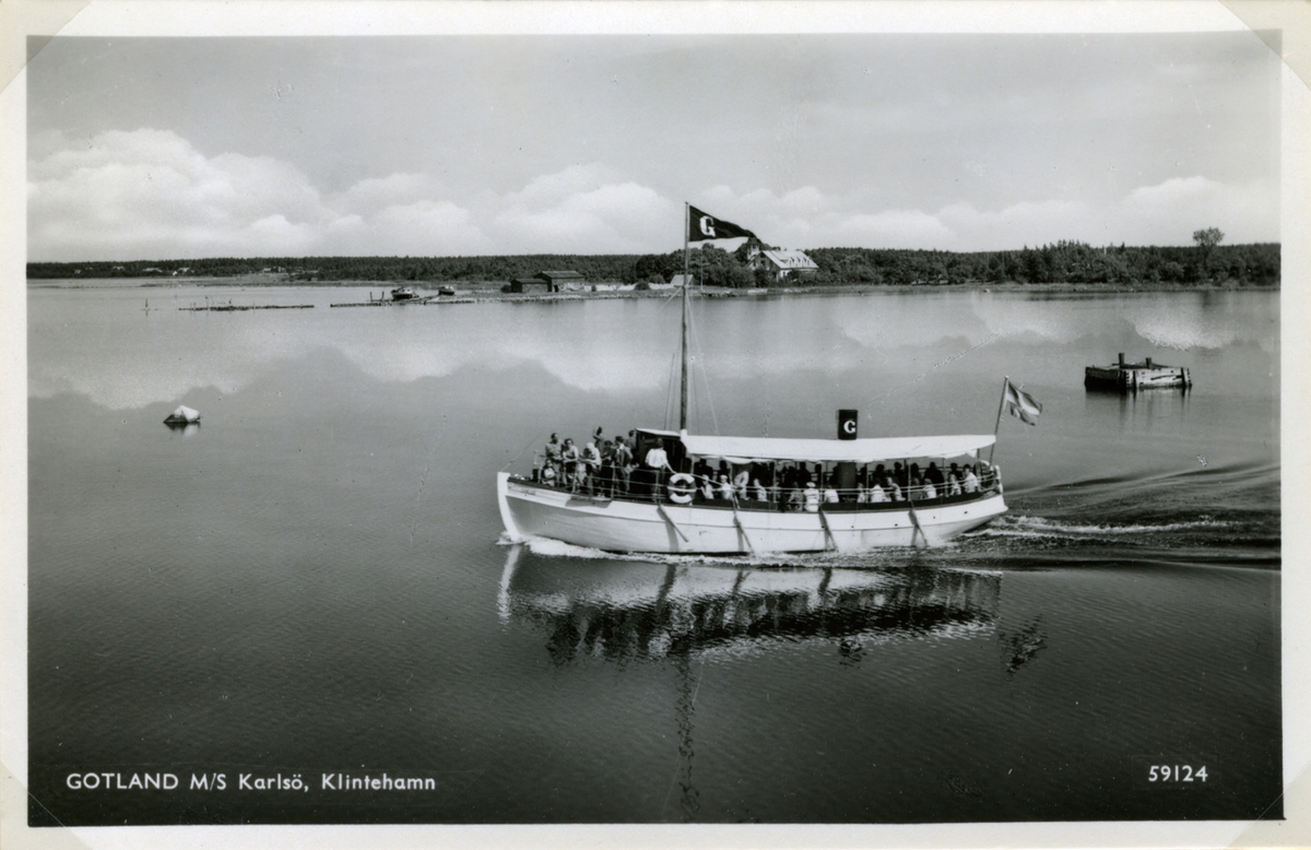 Gotland. M/S Karlsö, Klintehamn. 59124
[Anm enligt skeppslistor stavat som Carlsö]