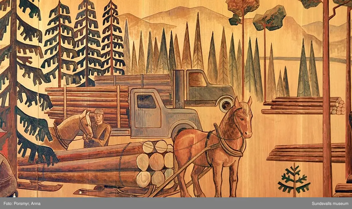 SCA Graphic Research AB (Forskningslaboratoriet). Detaljerbilder på väggutsmyckningen i matsalen. Gruppbild på personalen fotograferad utanför gamla entrén: 1. Rut-Marie Sjöqvist 2. Bengt Widberg 3. Folke Österberg 4. Maj-Britt Pettersson 5. Juahani Lehhtinen 6. Boel Nilsson 7. Charley Öman 8. Örjan Pettersson 9. Inger Nygren 10. Birgitta Lindberg 11. Eva Lindström 12. Helene Ström 13. Margit Modig 14. Birgit Rundqvist 15. Britt-Marie Säll 16. Ejvor Jonsson 17. Karin Stjernholm 18. Lena Ruda 19. Markus Berndt 20. Alla Timofitck. 21. Annika Pettersson 22. Anette Bergman 23. Margareta Tjärnberg 24. Bitgitta Grass-Backlund 25.? 26. Anders Johansson 27. Olle Söderström 28. Lena Hultgren 29. Inger Öckerstedt 30. Anna Arvidsson 31. Susanna Gunnars  32. Rickard Boman 33.Torbjörn Gerbrat 34. Maria Forslund 35. Maria Jonsson 36. Karin Åkerdal 37. Elisabeth Olsson 38. Ann-Britt Sundvall 39. Ann-Marie Runebjörk 40. Görgen Nordlander 41. Sara Kettle 42. Inger Åsell (bakom Renate Gernent) 43. Sten Larsson 44. Liviu Laias 45. ? 46. Sara Edström 47. Bo Westerlind 48. Ulla-Britt Kallberg 49. Mats Söderberg 50. Åsa Pontén 51. Stefan Damberg 52. Lennart Konradsson. 53  Annelie Neuman (54.dubbelnr:34) 54. Kent Malmgren 56. Rolf Andersson 57. Thomas Nordqvist. 58. Håkan Persson 59. Patrik Engström 60. Roger Blomberg 61. Anders From 62.Tomas Boman 63. Ullrika Andersson 64. Staffan Palovaara 65. Carl-Åke Karlsson 66. Bengt Nordström 67. Nils Hagen 68. Kjell Wilhelmsson 69. May Johansson 70. Jan Nordin 71. Barbro Hultqvist  72. Rickard Hägglund 73. Anne Persson 74. Anna Zetterqvis 75. Sören Säll.