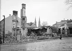 Rivning av Småskoleseminariet, Kyrkogårdsgatan, Uppsala januari 1944