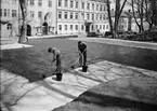 Skyddsrum i Slottsbacken under byggnation, Uppsala 1940