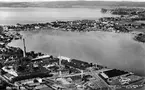 Flygfoto över Munksjön, Vättern och delar av Jönköping.