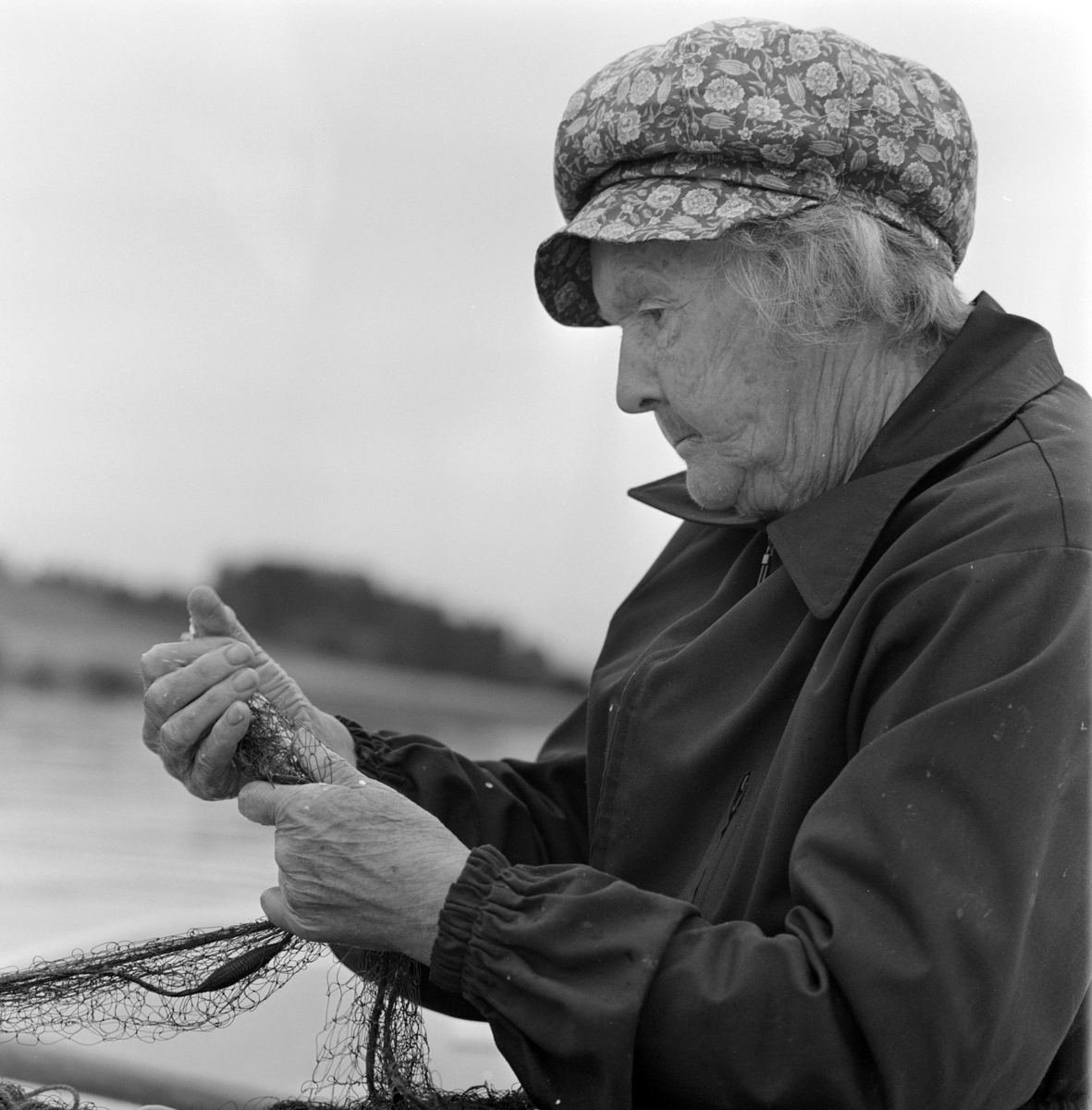 Aslaug Lier, lågåsildfiske, lagsild,  Helgøya, fiske i Mjøsa, Nessundet, robåt, garnfiske.
