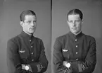 Porträtt av furir Ehrnbring, militär vid F 3 Malmen. 2 bilder.