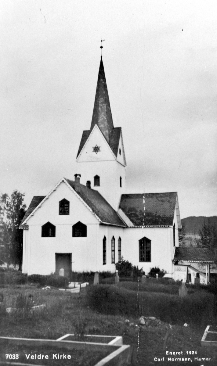 Postkort, Veldre kirke,