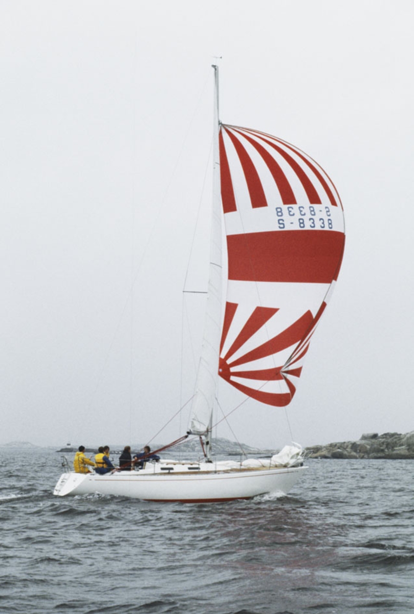 En Albin Nova seglar för spinnaker.
