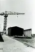 Oskarshamns Varv. Nya stapelbädden. Svetshallen. Kranen inköpt 1953. Lyftkran 15000 kg. Maskinfabriken Hensen, Rotterdam, Holland.