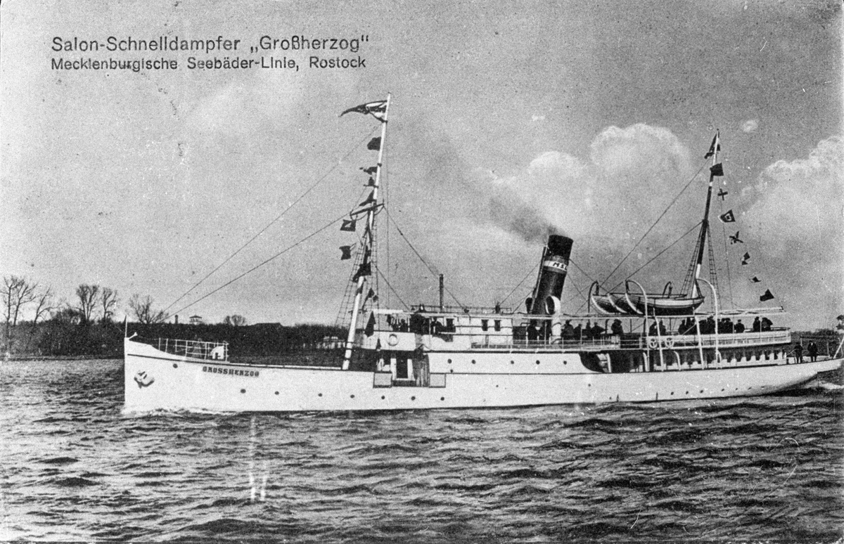 Salon-Schnelldampfer, Grossherzog.
Mecklenburgische Seebäder-Linie,
Rostock.