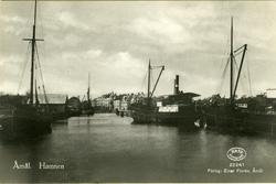 Åmål. Hamnen. Vykort, inköpt juli 1946.