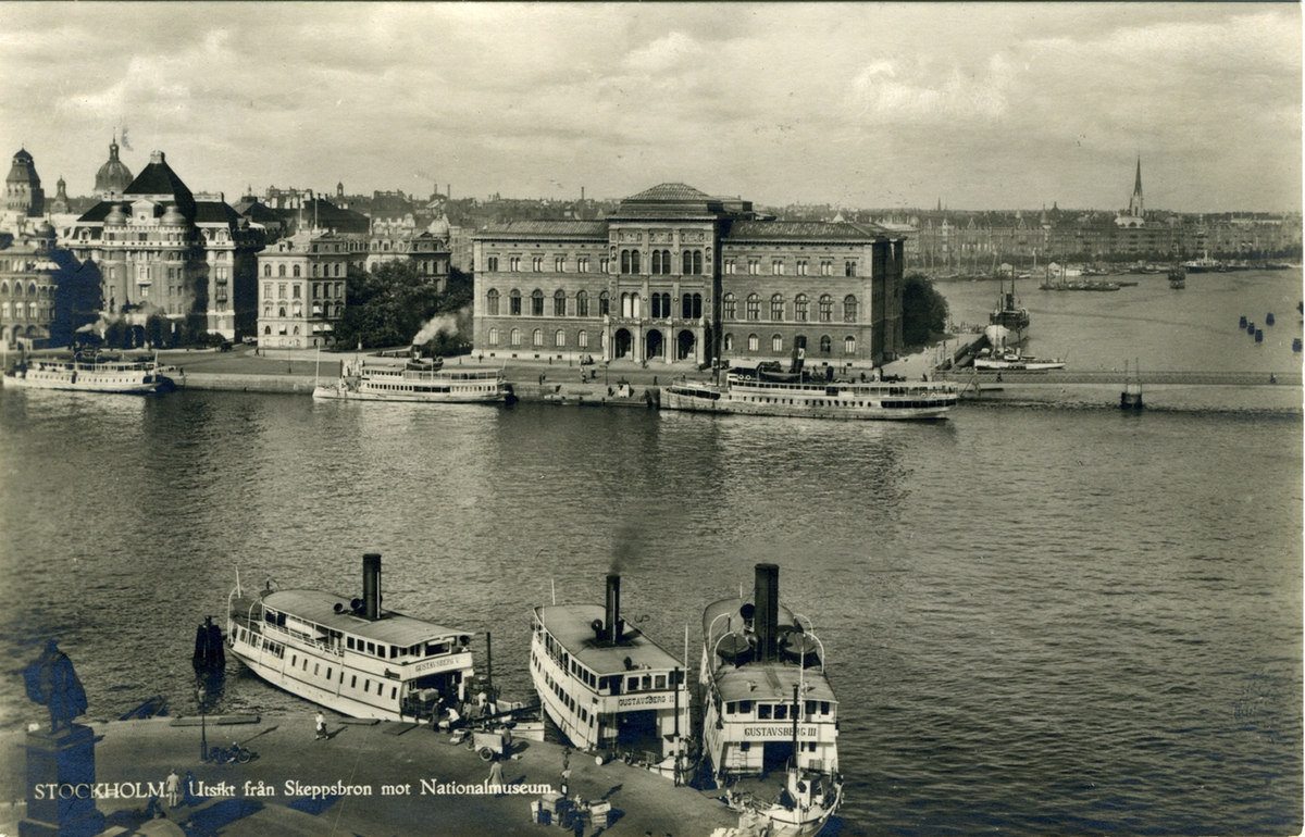 Stockholm. Utsikt från Skeppsbron mot Nationalmuseum.
6001/634 Förlag Nordisk Konst Stockholm Import.