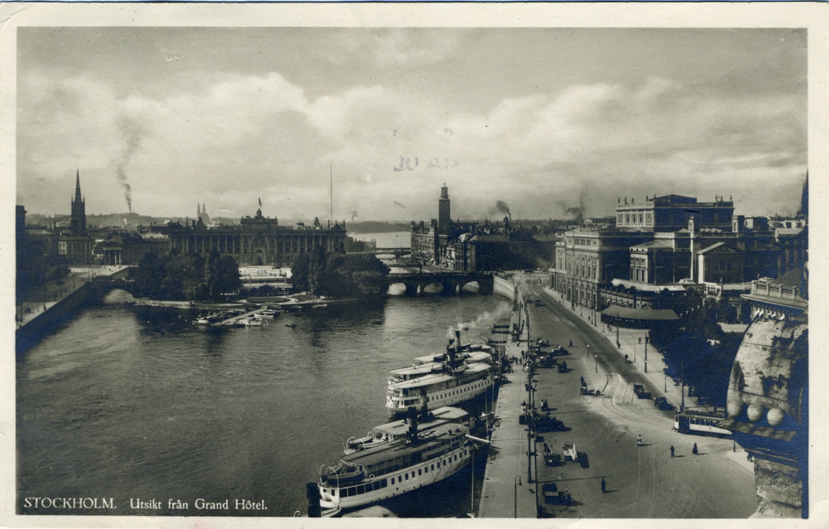 Stockholm, Utsikt från Grand Hotel.
6002/16 Förlag Nordisk Konst Stockholm. Import