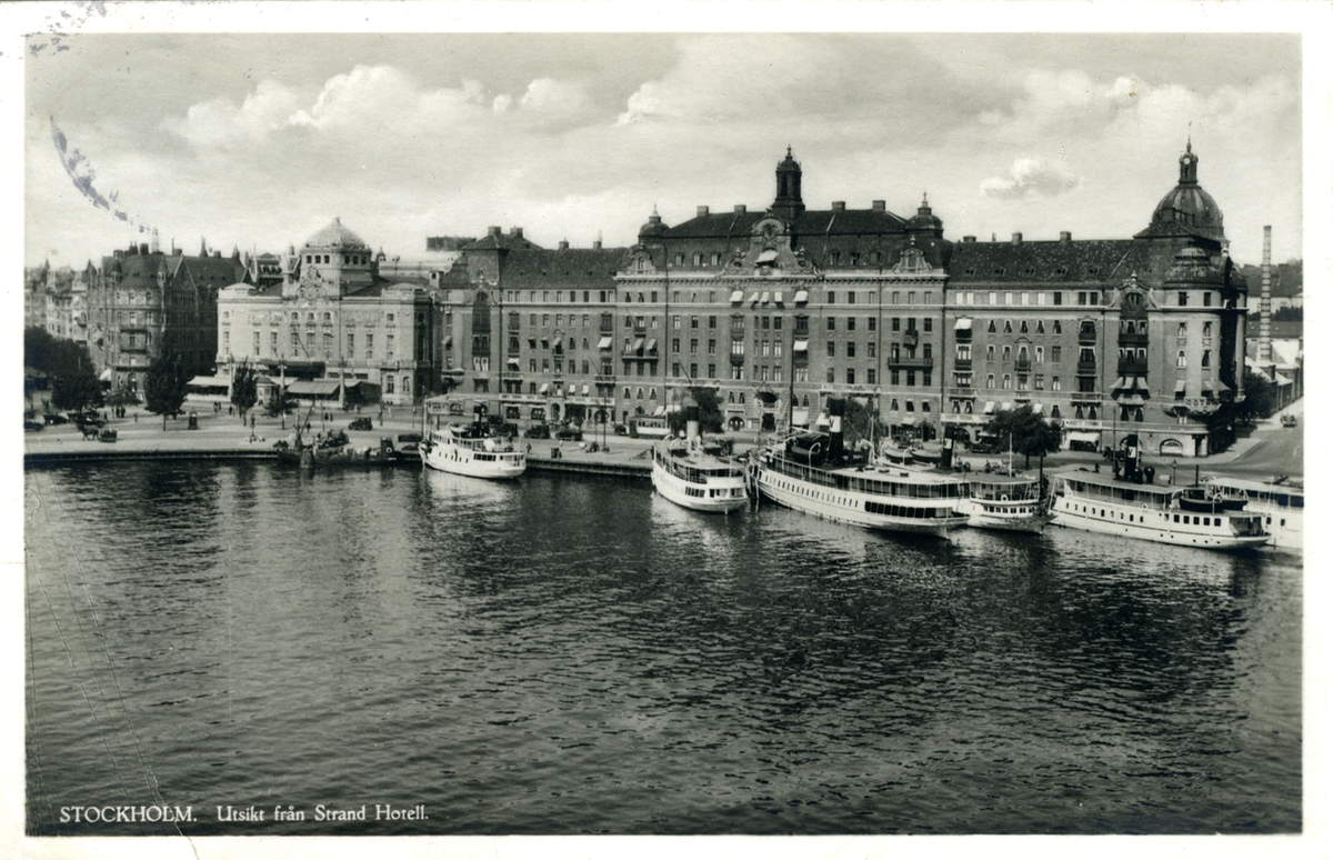 Stockholm. Utsikt från Strand Hotell
6002/167 Förlag Nordisk Konst, Stockholm Import