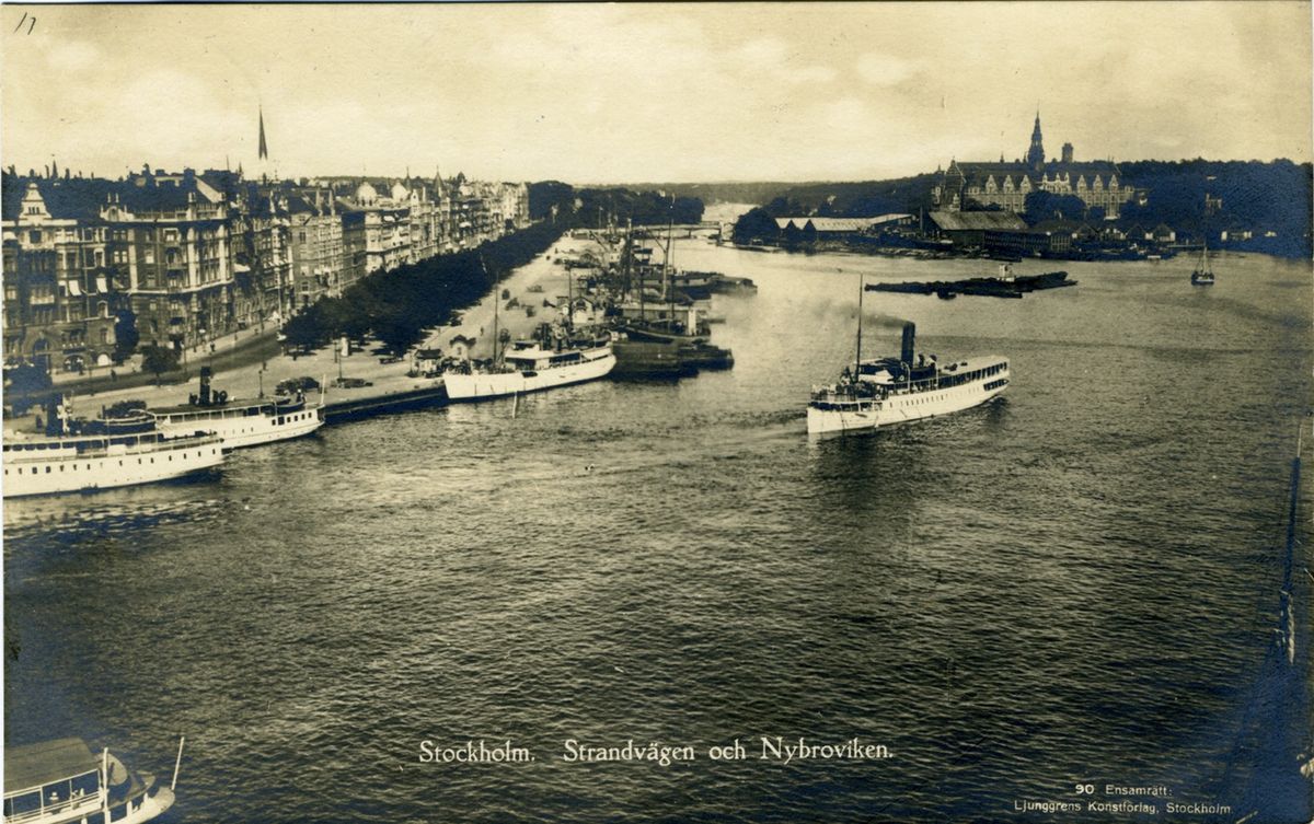 Stockholm. Strandvägen och Nybroviken
90 Ensamrätt, Ljunggrens Konstförlag, Stockholm