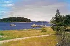 Vy över småbåtshamn på Utö.