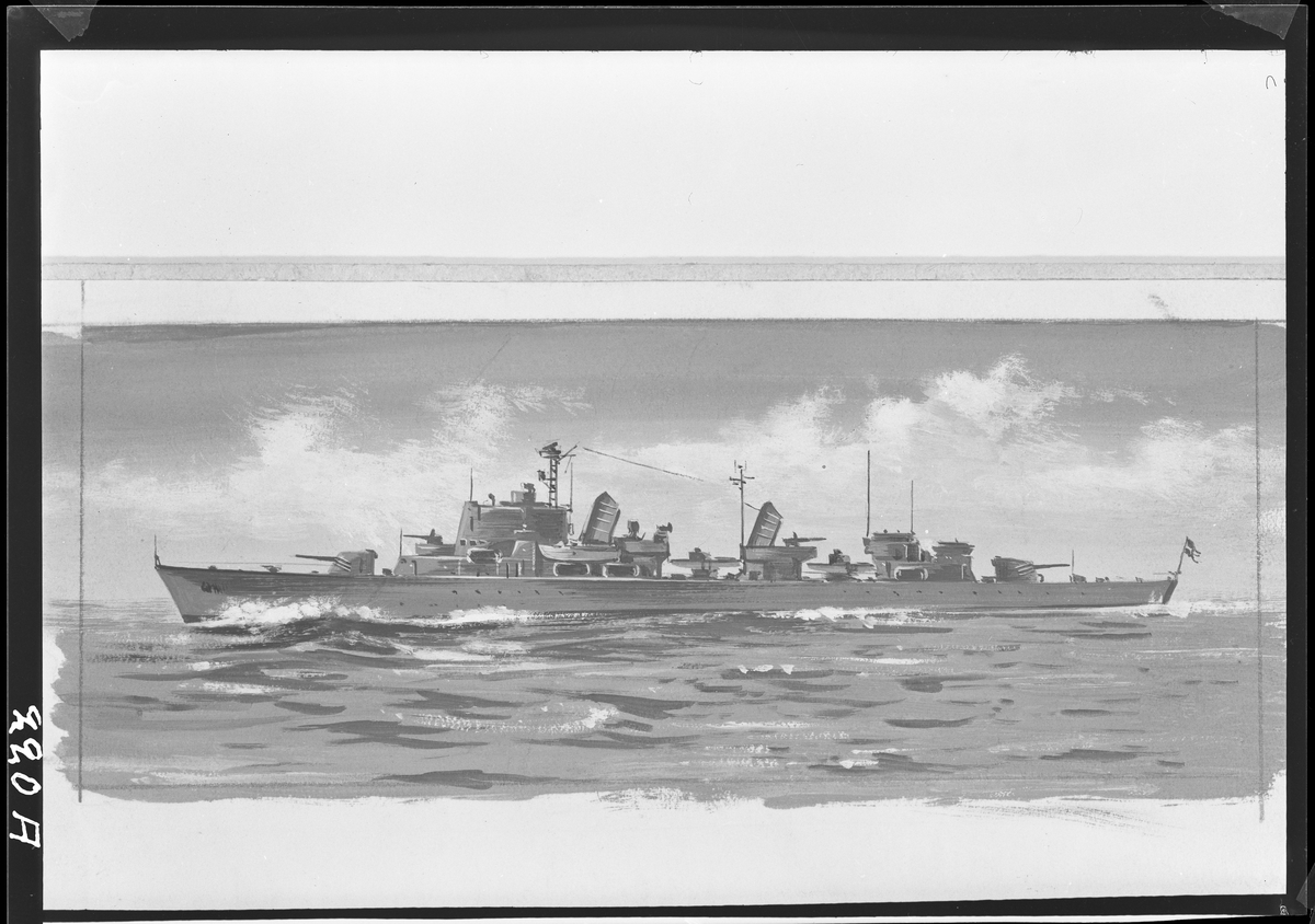 Teckning av jagartypen "Östergötland".