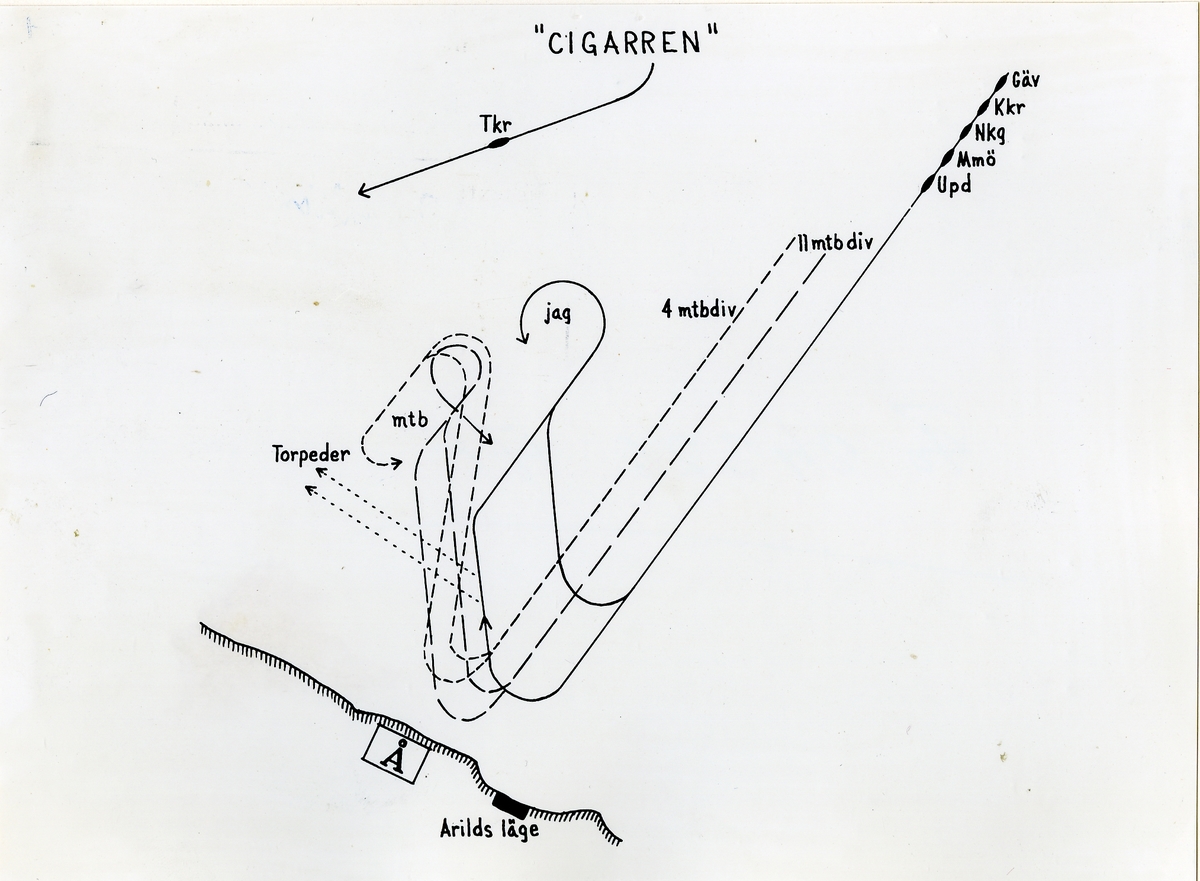 Operationen "KULLEN - CIGARREN". Kustflottans formation utanför Kullen 24.7.1955.