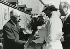 Oskarshamns varv. Fartygsdopet 1.7.1952. Direktör Robert Ameln med bergsrådinnan och bergsrådet von Rettig från Åbo.