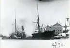 Lastångfartyget ARLA av Stockholm liggande vid Gustafsbergs porslinsfabrik 29 dec. 1890.