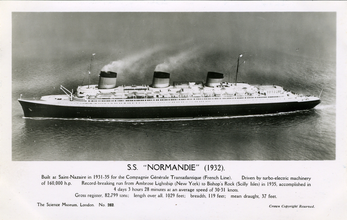 S.S. "Normandie" (1932) Built at Saint-Nazarie in 1931-35..[]The Sciencve Museum London No262