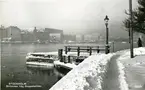 Vykort i svartvitt visande Stockholm från omkring 1940-talet.
Strömmen från Skeppsholmen.