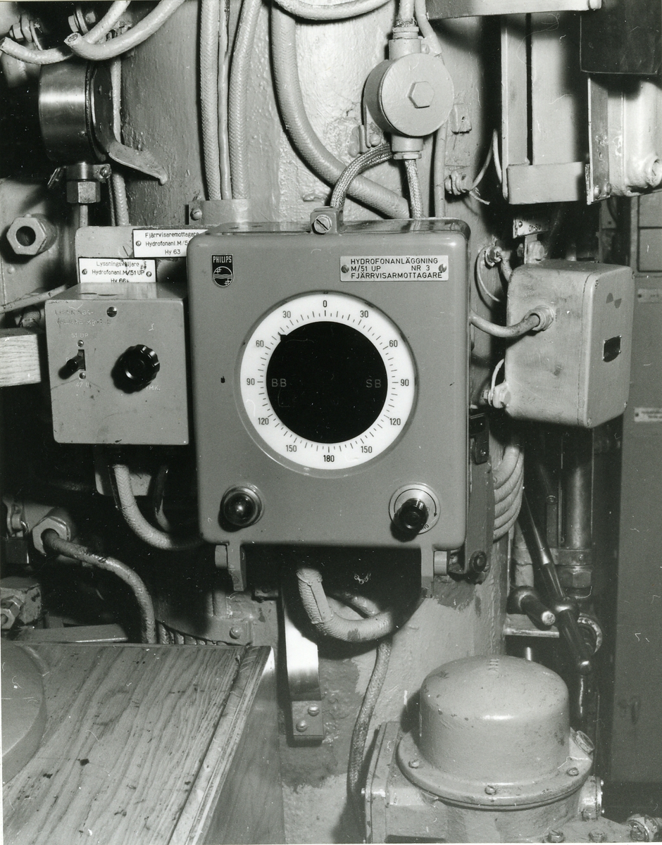 Foto visande hydrofonanläggning och fjärrvisarkontroll ubåten "Näcken".