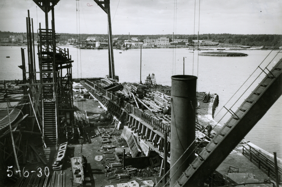 Oskarshamns varv, Oskarshamn fotografering av fartygsbygge 5.6.1930