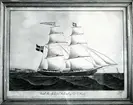 Fartygstavla hos fru Ruth Pålsson. Knut Åkerhjelm från Helsingborg. Capt. C. Svensson. Akvarell signerad L. P.  Sjöström 1866.  Skåne, Malmöhus län, Viken.