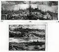 Stockholm på 1500-talet. Kopparstick av Franz Hogenberg.
A. Sett från Brunkeberg 1560.
B,a. Sett från Mosebacke omkring 1560.
B,b. Sett från Mosebacke omkring 1572.