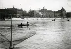 Norrström, södra Blasieholmskajen med div. skärgårdsångare och Grand Hotell i bakgrunden.