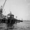 Göteborgs hamn juni 1940. Tullkuren på Frihamnens pirnocke. Fil lic Gunnar Jonssons undersökningsresa till Västkusten juni 1940.