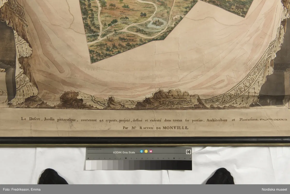 Forskningsbilder, detaljer, karta, planlösning, Frankrike, Park, le De´sert de Retz, Hör ihop med NMA.0074102
Text på kartan:"Le Desert, Jardin Pittoresque, dessiné et éxécuté dans toutes ses parties, Architecture et plantations / Par Mr Racine De Monville". mm.
inmärkt som föremål NM.0334542A-D
