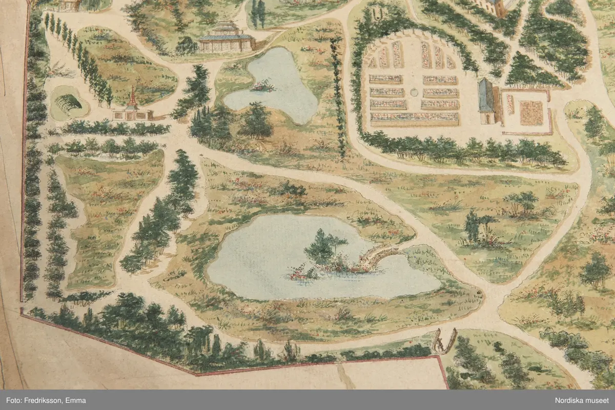 Forskningsbilder, detaljer, karta, planlösning, Frankrike, Park, le De´sert de Retz, Hör ihop med NMA.0074102
Text på kartan:"Le Desert, Jardin Pittoresque, dessiné et éxécuté dans toutes ses parties, Architecture et plantations / Par Mr Racine De Monville". mm.
inmärkt som föremål NM.0334542A-D